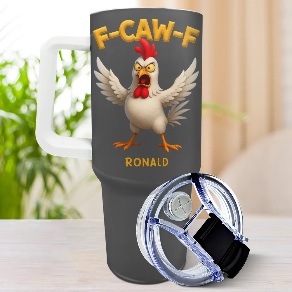 Funny Chicken F-Caw-F - Personalized 40oz Tumbler With Straw - Image 3