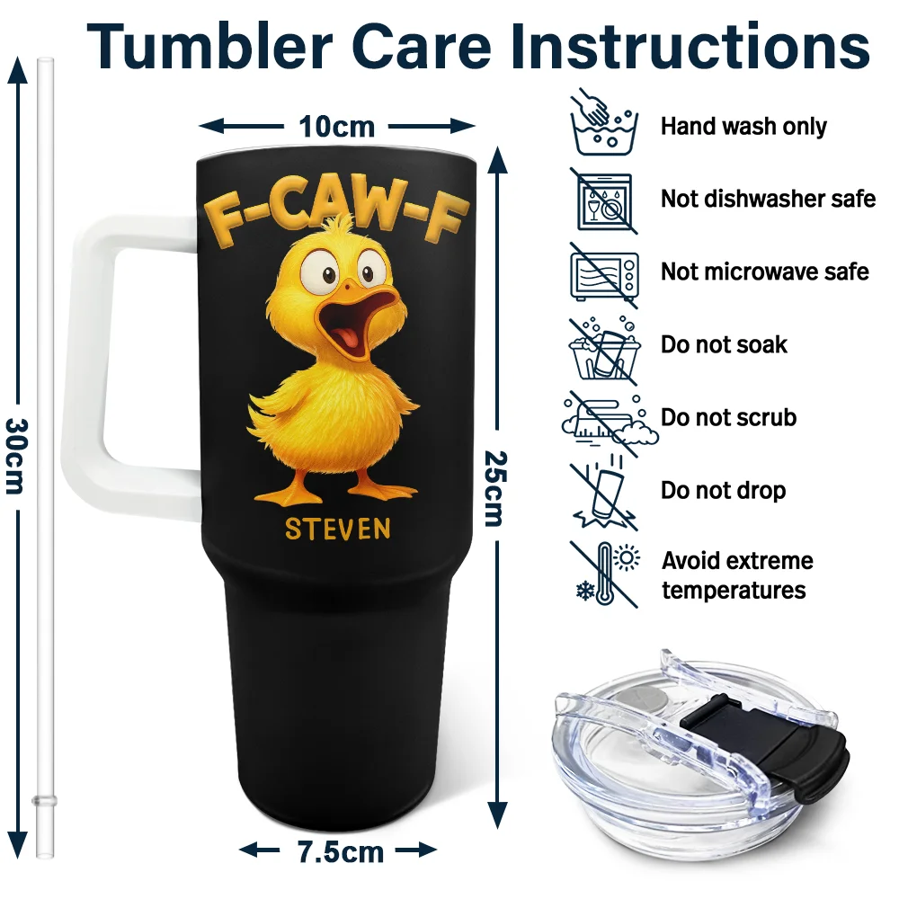 Funny Chicken F-Caw-F - Personalized 40oz Tumbler With Straw - Image 6