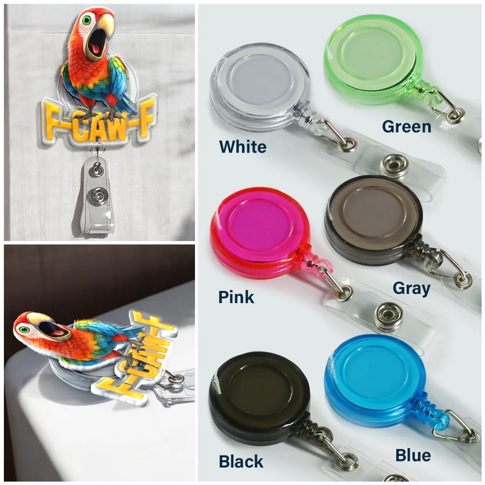 Funny Chicken F-Caw-F - Personalized Badge Reel - Image 3