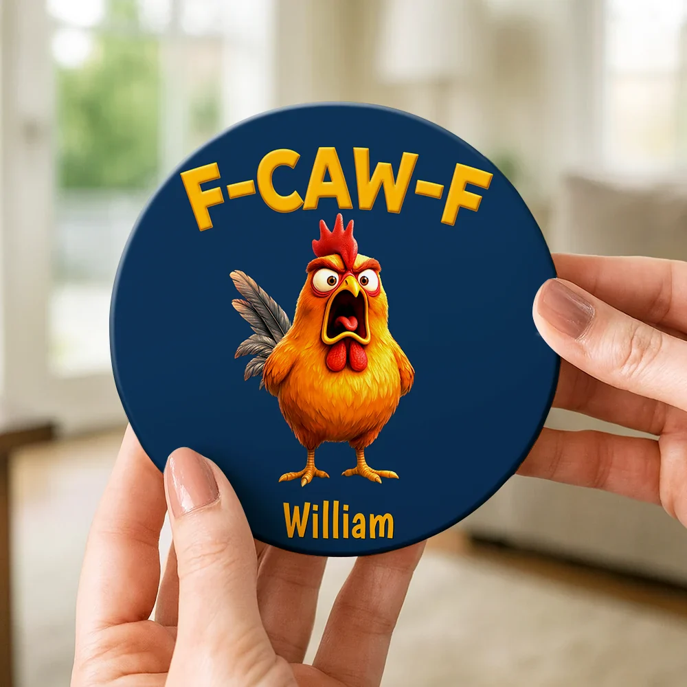 Funny Chicken F-Caw-F - Personalized Ceramic Coaster - Image 4