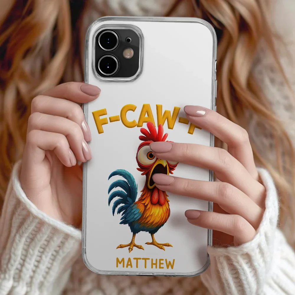 Funny Chicken F-Caw-F - Personalized Clear Phone Case - Image 2