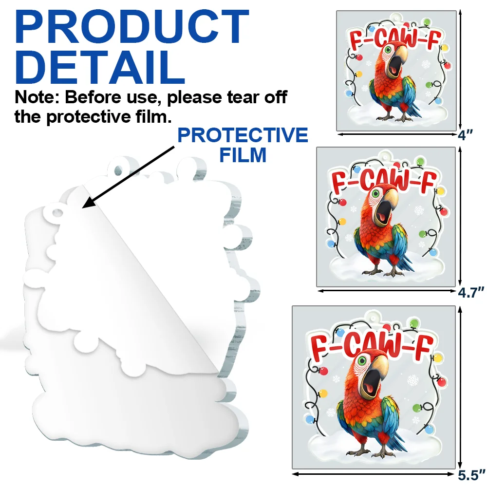 Funny Chicken F-Caw-F - Personalized Custom Shaped Acrylic Ornament - Image 6
