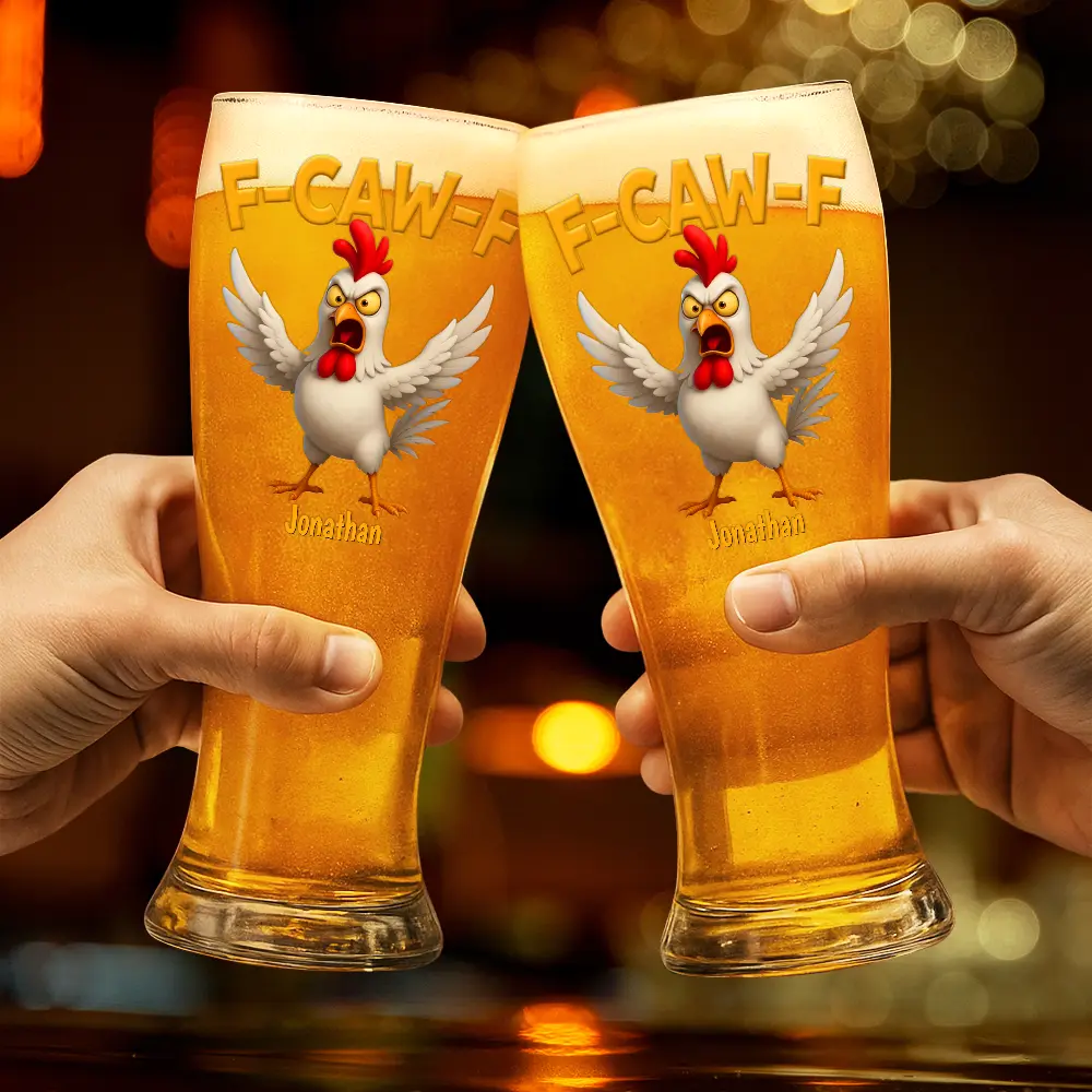 Funny Chicken F-Caw-F - Personalized Pilsner Glass - Image 2