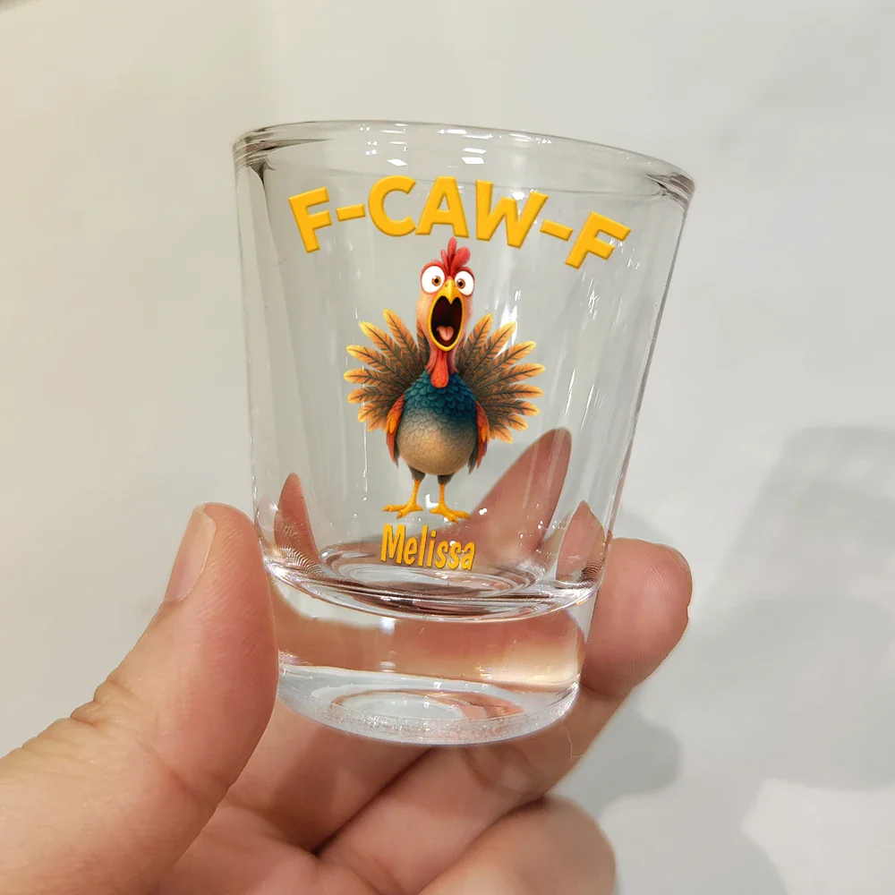 Funny Chicken F-Caw-F - Personalized Shot Glass - Image 3
