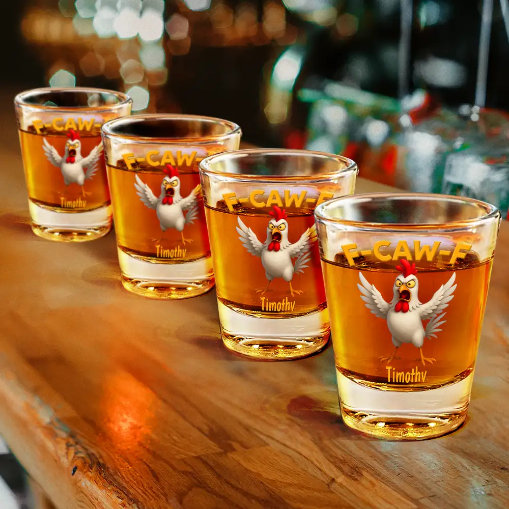 Funny Chicken F-Caw-F - Personalized Shot Glass - Image 4
