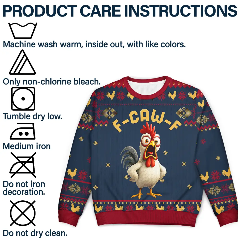 Funny Chicken F-Caw-F - Personalized Unisex Ugly Sweater - Image 7