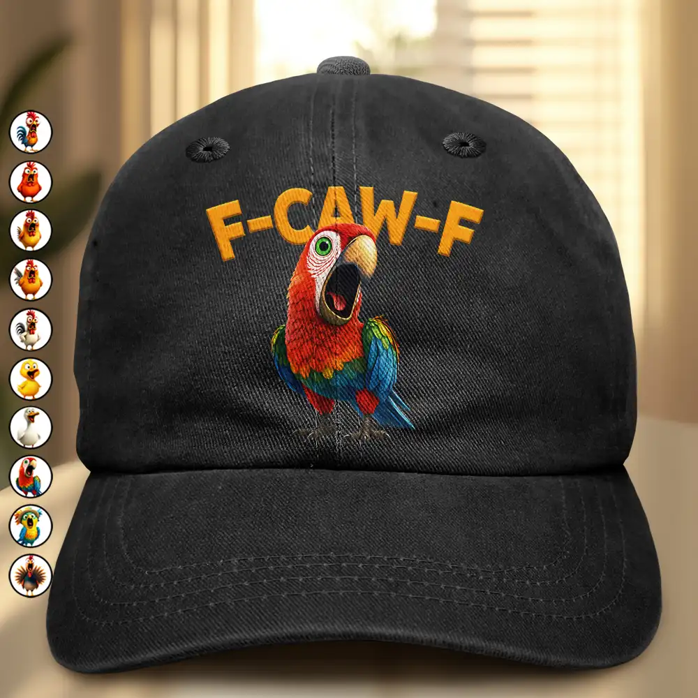 Funny Chicken F-Caw-F - Personalized Vintage Washed Denim Cap - Image 2