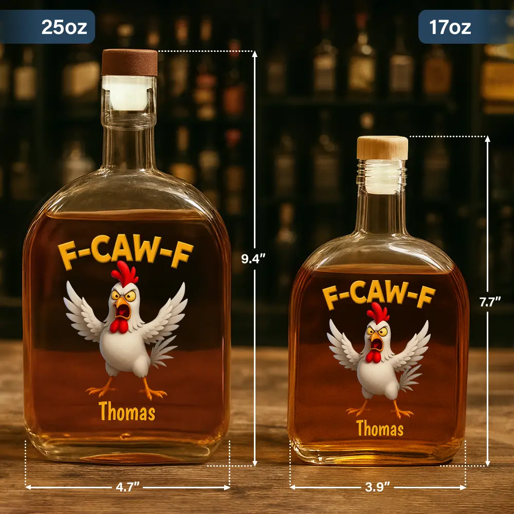 Funny Chicken F-Caw-F - Personalized Whiskey Bottle - Image 5