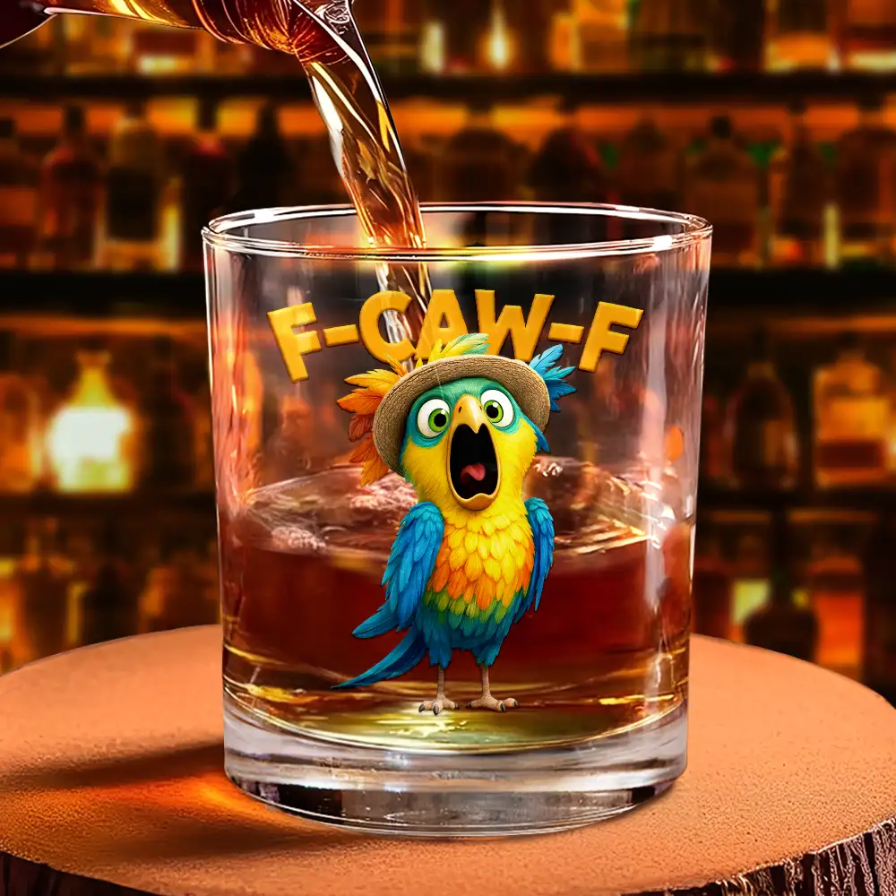 Funny Chicken F-Caw-F - Personalized Whiskey Glass - Image 4
