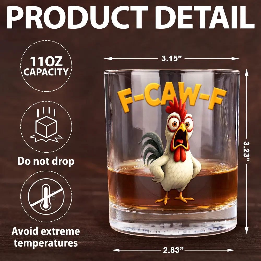 Funny Chicken F-Caw-F - Personalized Whiskey Glass - Image 5