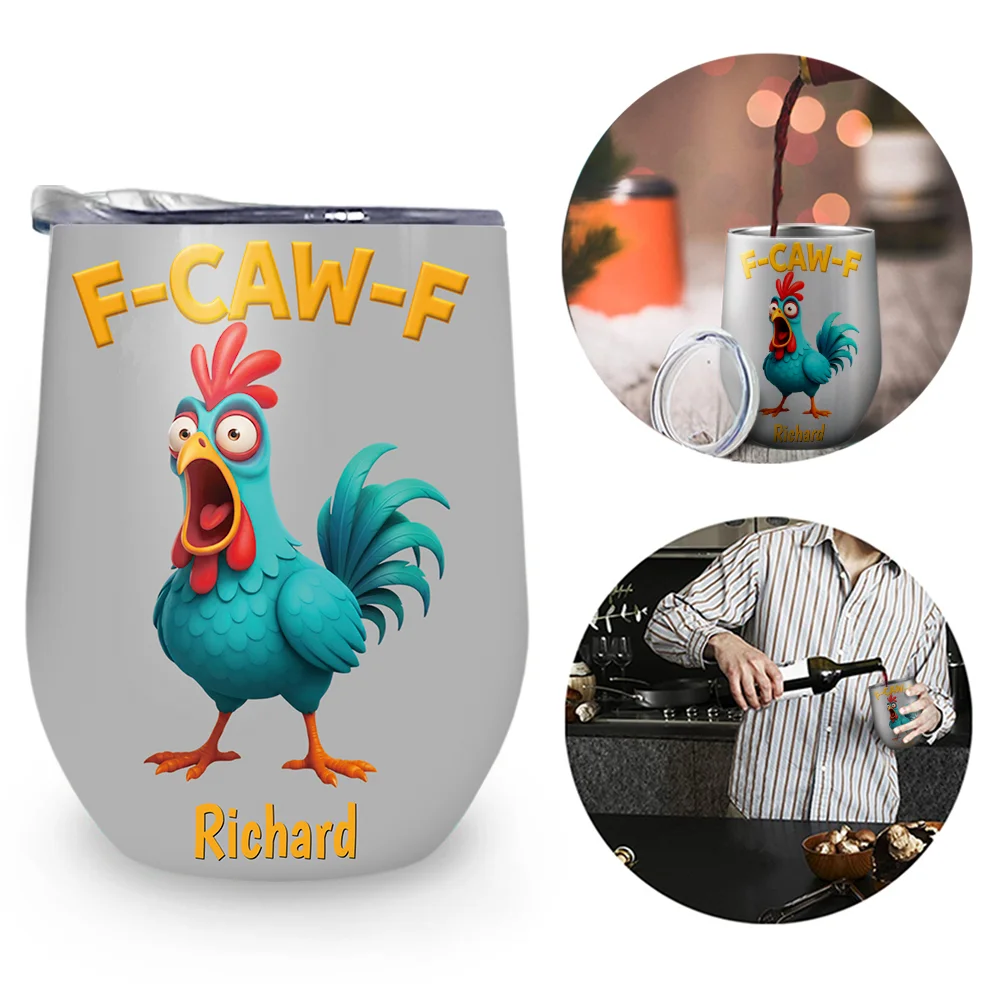Funny Chicken F-Caw-F - Personalized Wine Tumbler - Image 2