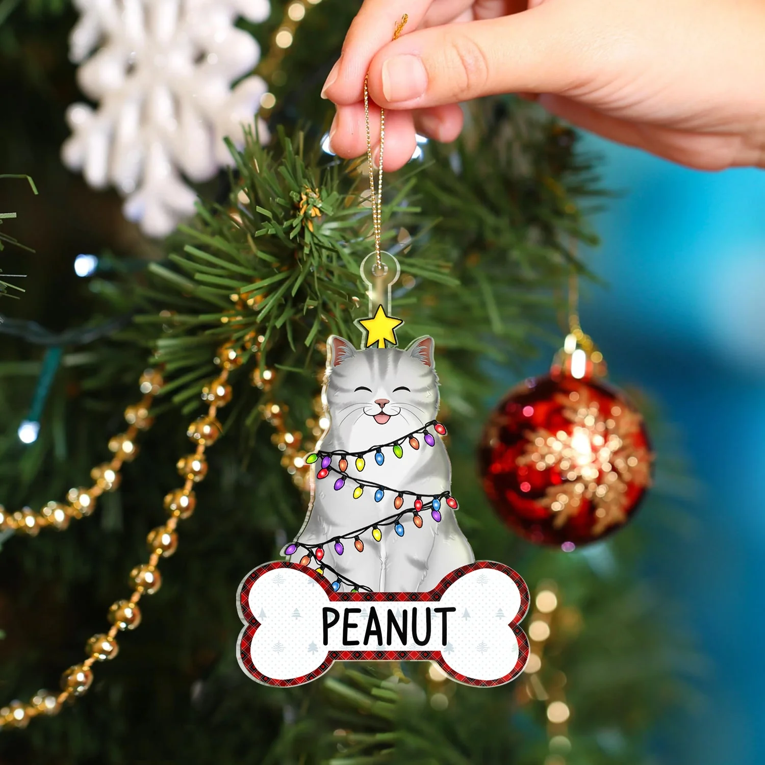 Funny Dog Cat - Christmas Gift For Pet Lovers - Personalized Cutout Acrylic Ornament - Image 4