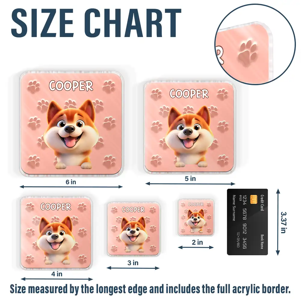 Funny Dog Cat With Paw Pattern - Personalized Acrylic Fridge Magnet - Image 5