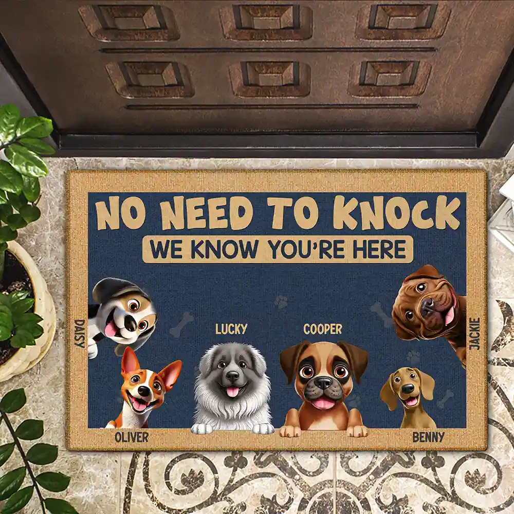 Funny Dog No Need To Knock I Know You Are Here - Personalized Doormat - Image 2