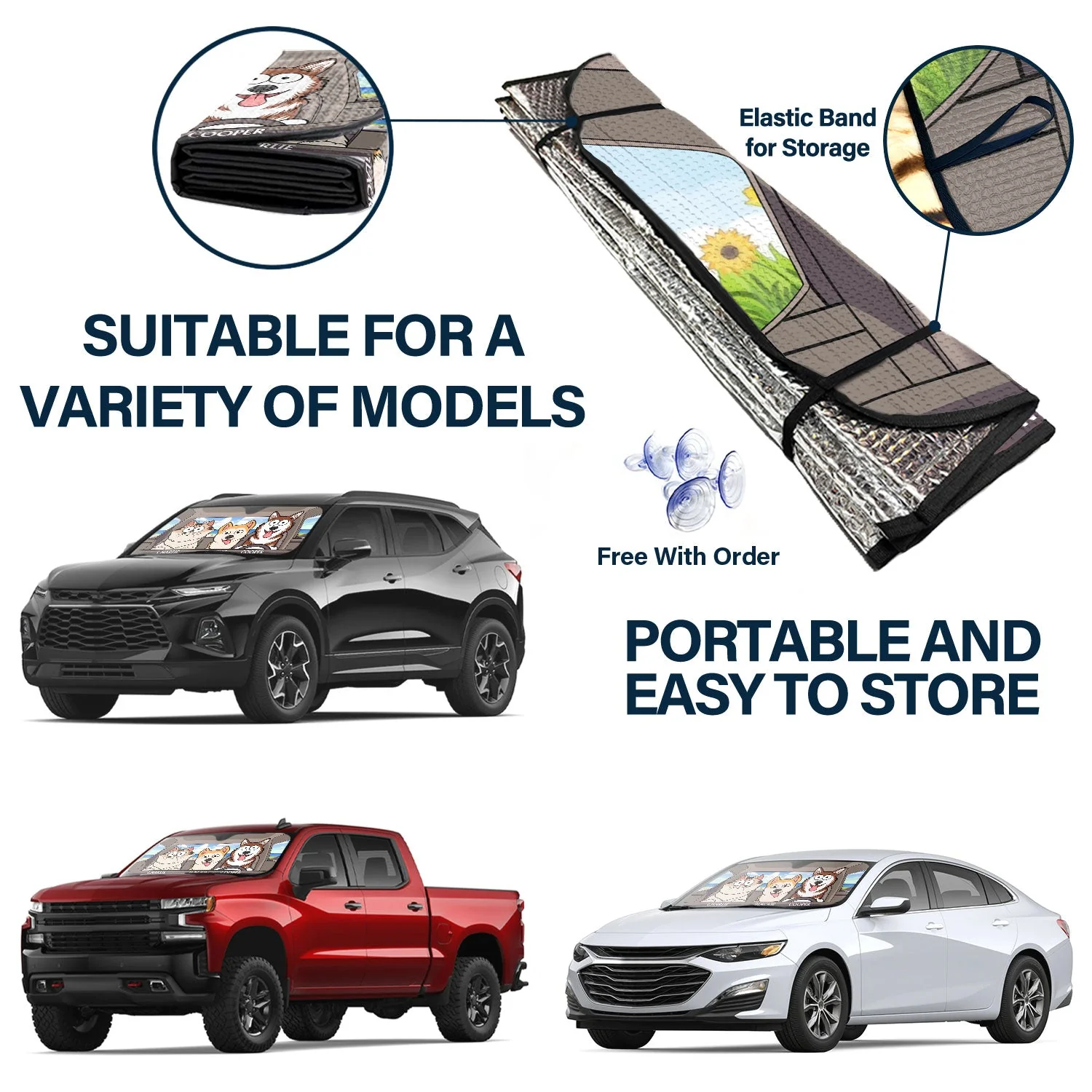 Funny Dogs And Cats - Gift For Pet Lovers - Personalized Auto Sunshade - Image 5