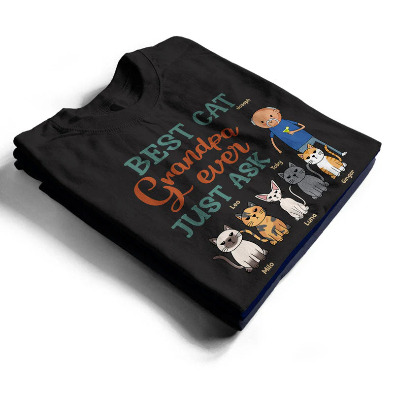 Funny Family Best Cat Dad Ever Just Ask - Gift For Cat Lovers - Personalized Custom T Shirt - Image 2