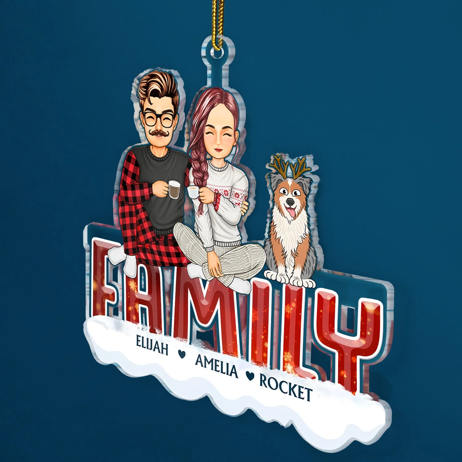 Funny Family - Christmas Gift For Couples, Family, Parents, Pet Lovers - Personalized Cutout Acrylic Ornament - Image 2