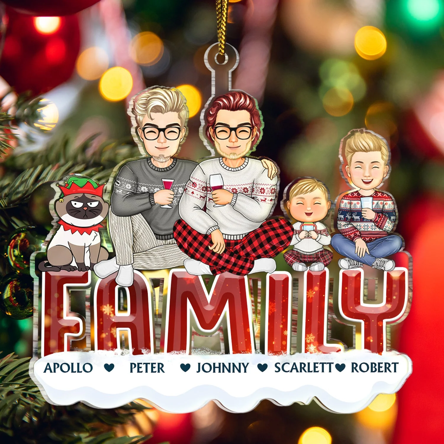 Funny Family - Christmas Gift For Couples, Family, Parents, Pet Lovers - Personalized Cutout Acrylic Ornament - Image 5