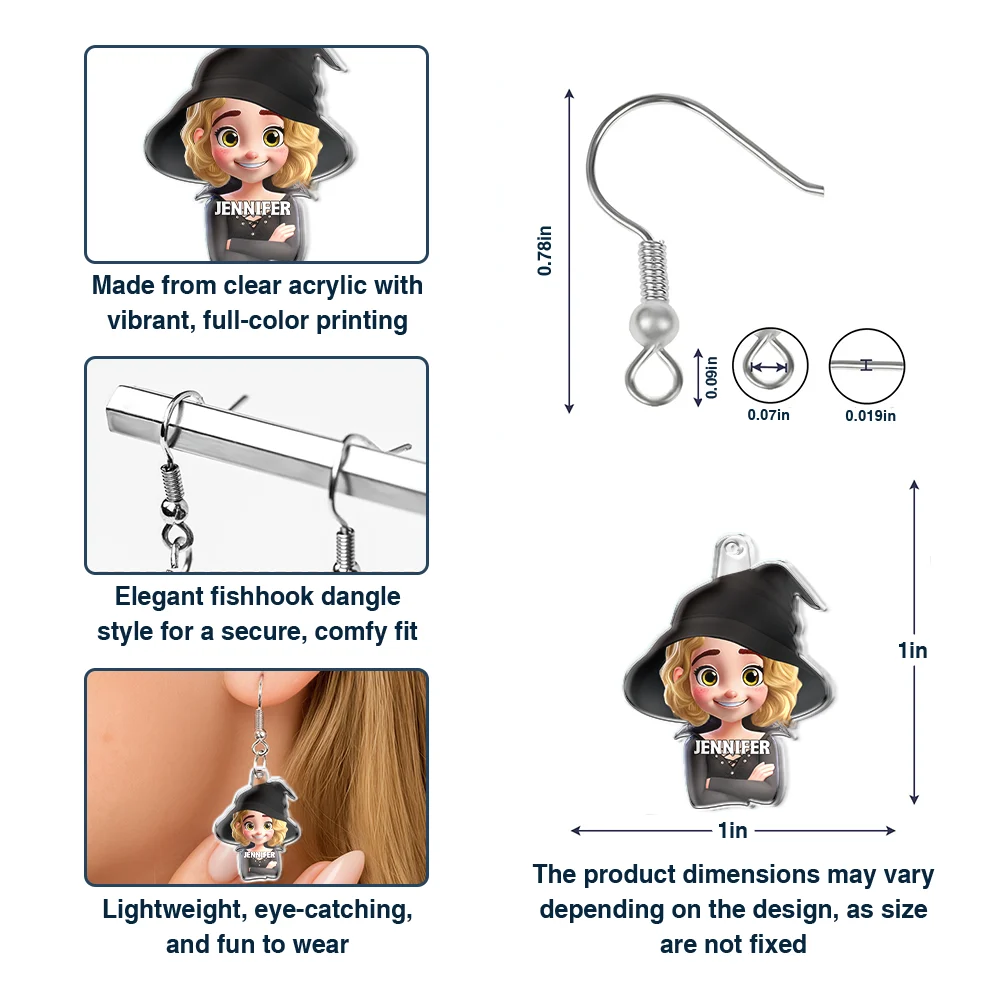 Funny Family Halloween Costume - Personalized Acrylic Earrings - Image 6