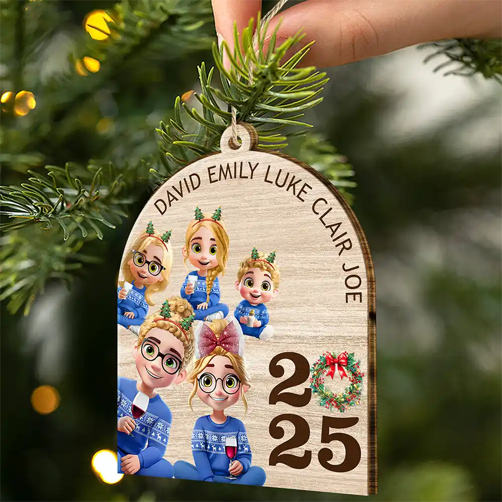 Funny Family - Personalized Custom Shaped Wooden Ornament - Image 2