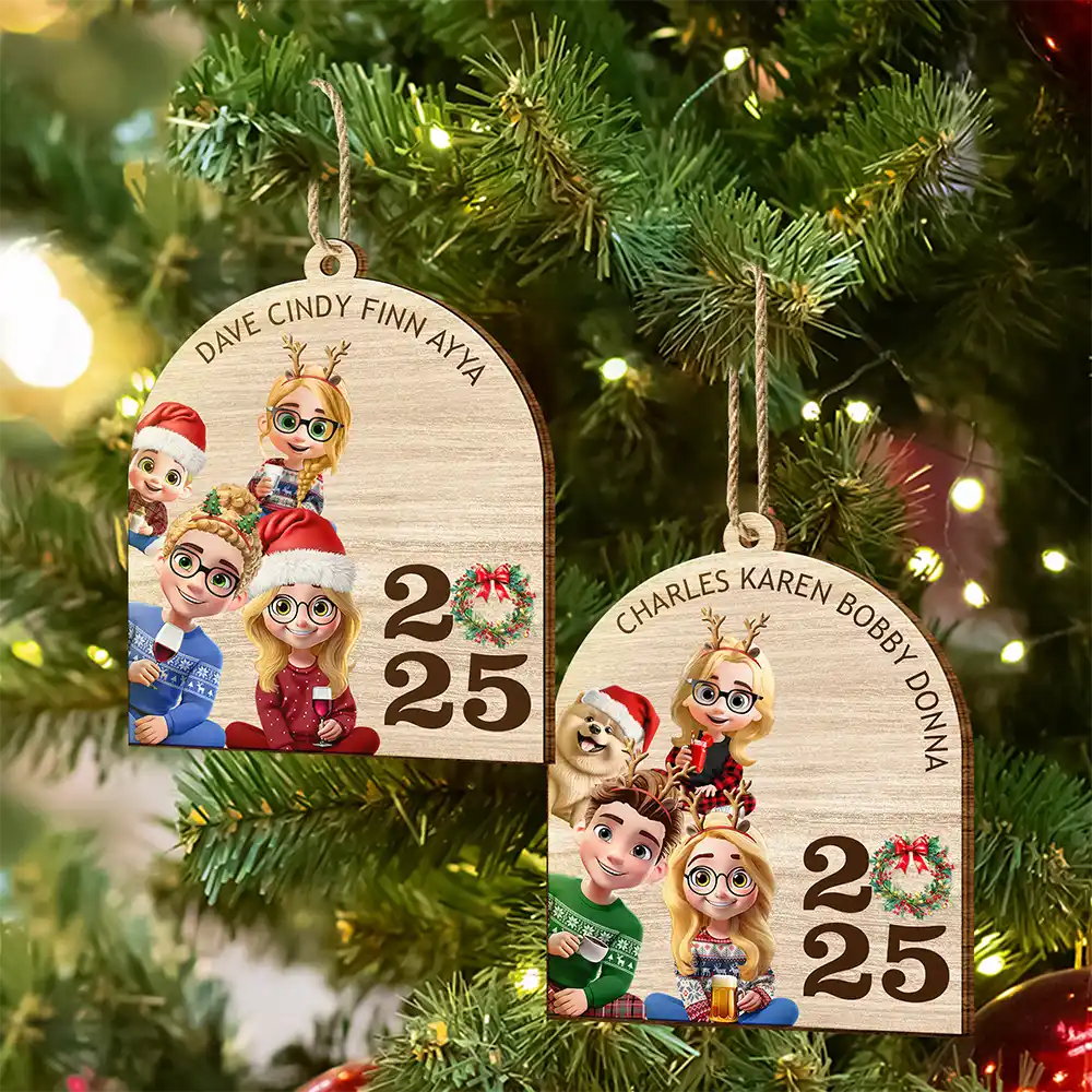 Funny Family - Personalized Custom Shaped Wooden Ornament - Image 6