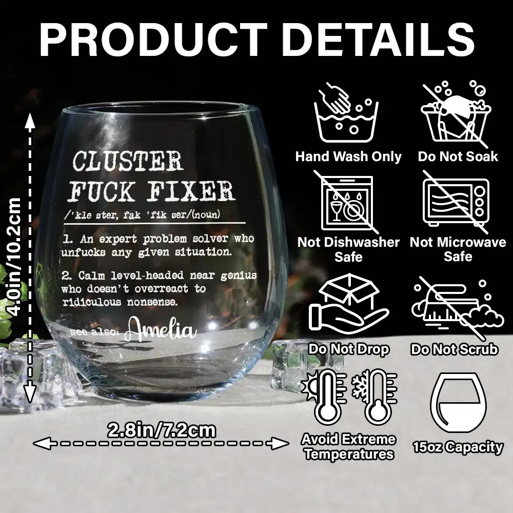 Funny Gift For Colleagues An Expert Problem Solver - Personalized Stemless Wine Glass - Image 5