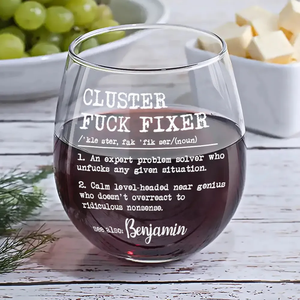 Funny Gift For Colleagues An Expert Problem Solver - Personalized Stemless Wine Glass - Image 6