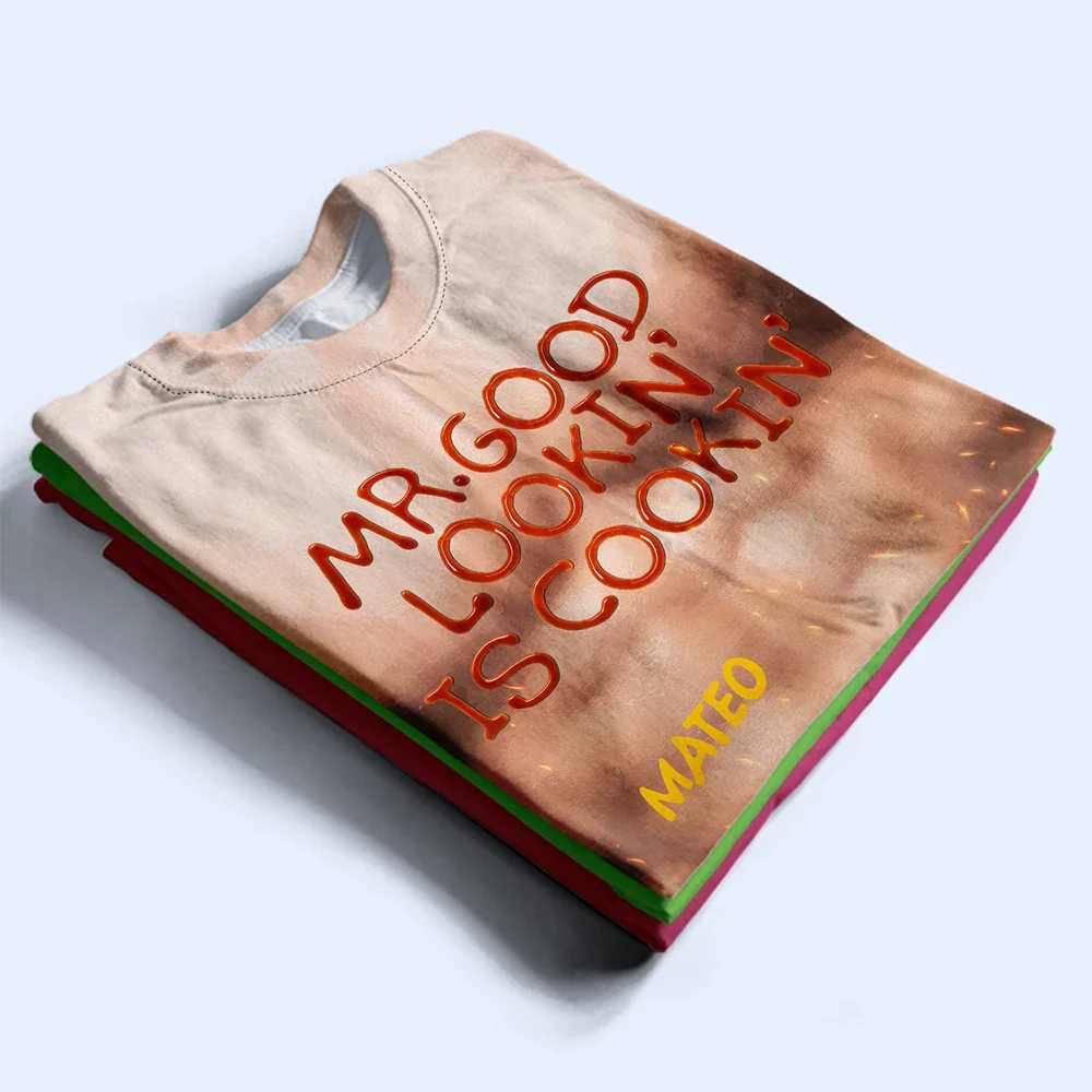 Funny Hot Muscle Man Mr. Good Looking Is Cooking Grilling - Personalized Full Print T Shirt - Image 3