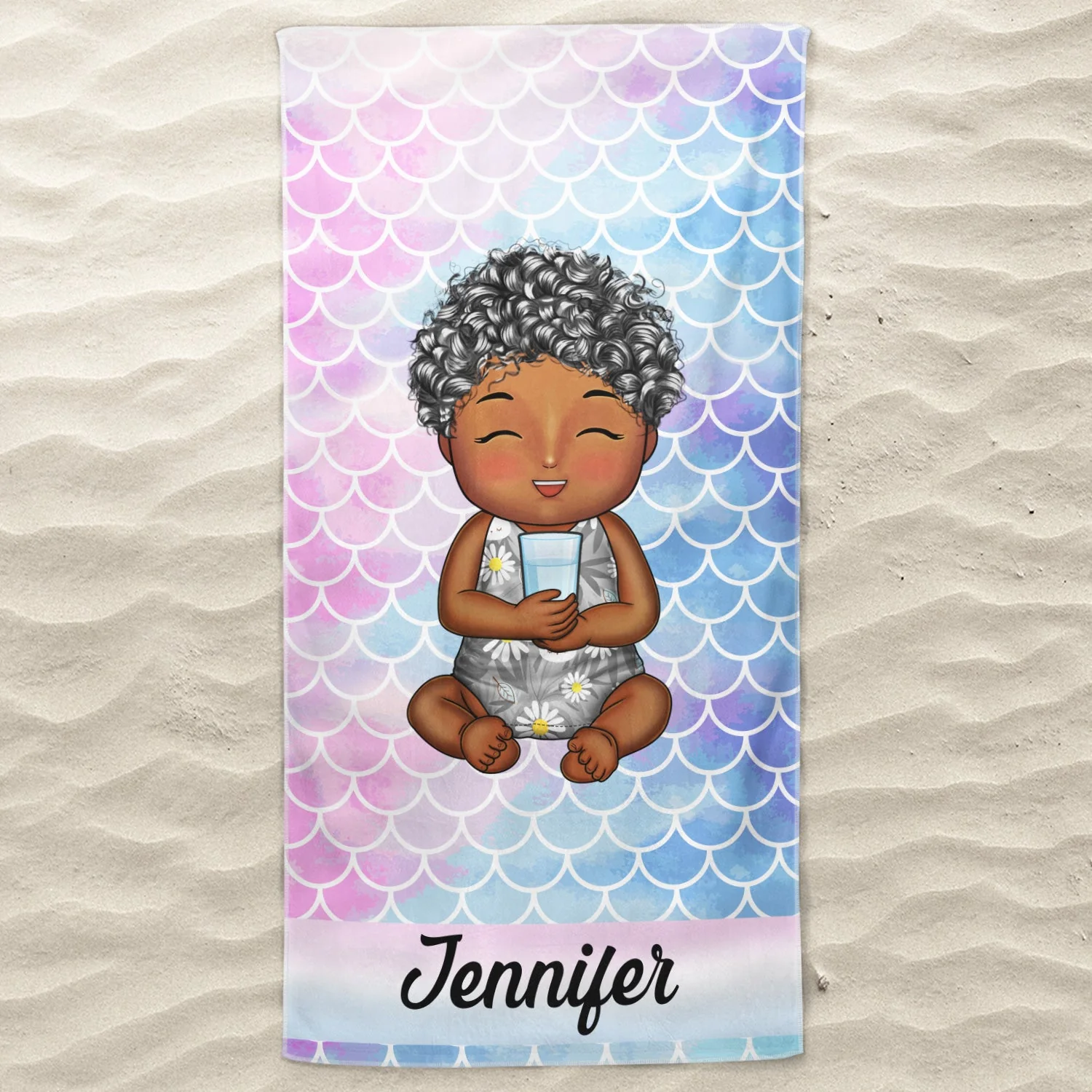 Funny Kids Baby On The Beach - Gift For Children, Grandkids - Personalized Custom Beach Towel - Image 3