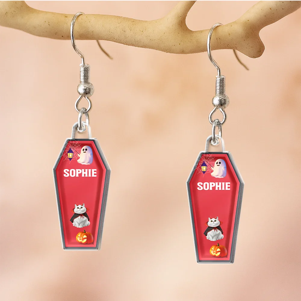 Funny Pet Halloween Costume - Personalized Acrylic Earrings - Image 5