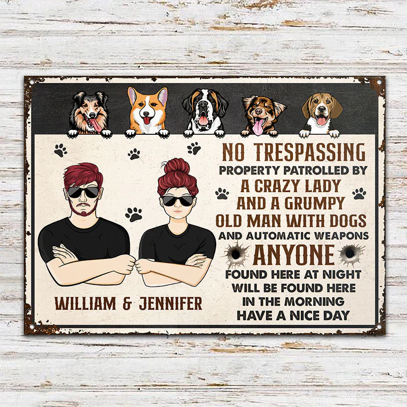 Funny Private Property Sign - Gift For Dog Lovers - Personalized Custom Classic Metal Signs - Image 2