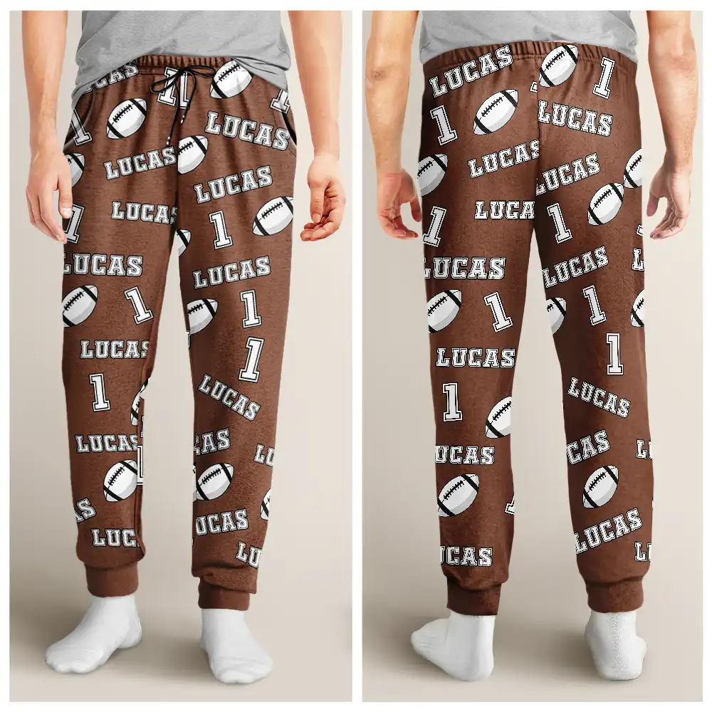 Funny Sports Pattern Baseball Volleyball Basketball - Personalized Pajama Pants - Image 4
