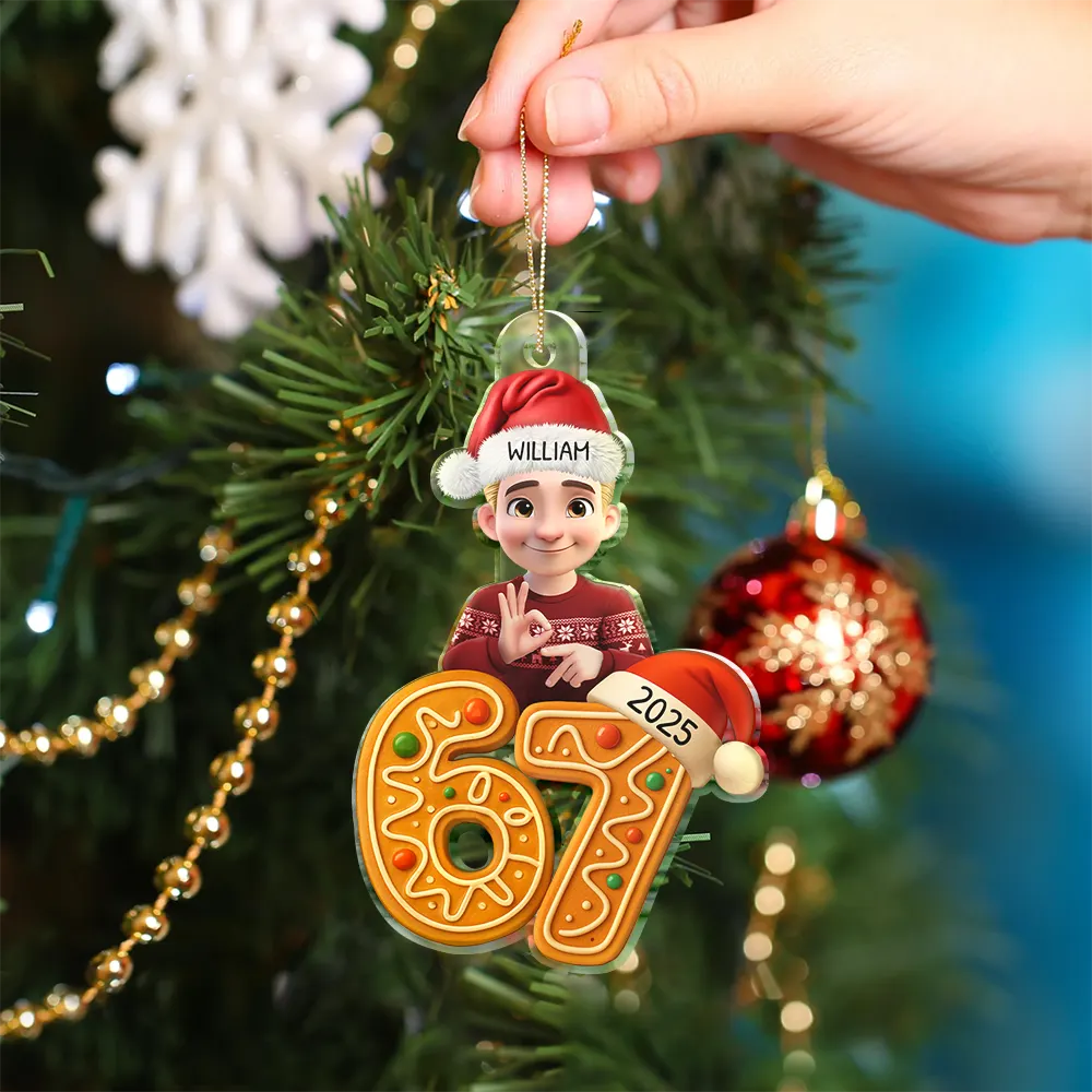 Funny Teen Slang Six Seven - Personalized Custom Shaped Acrylic Ornament - Image 5