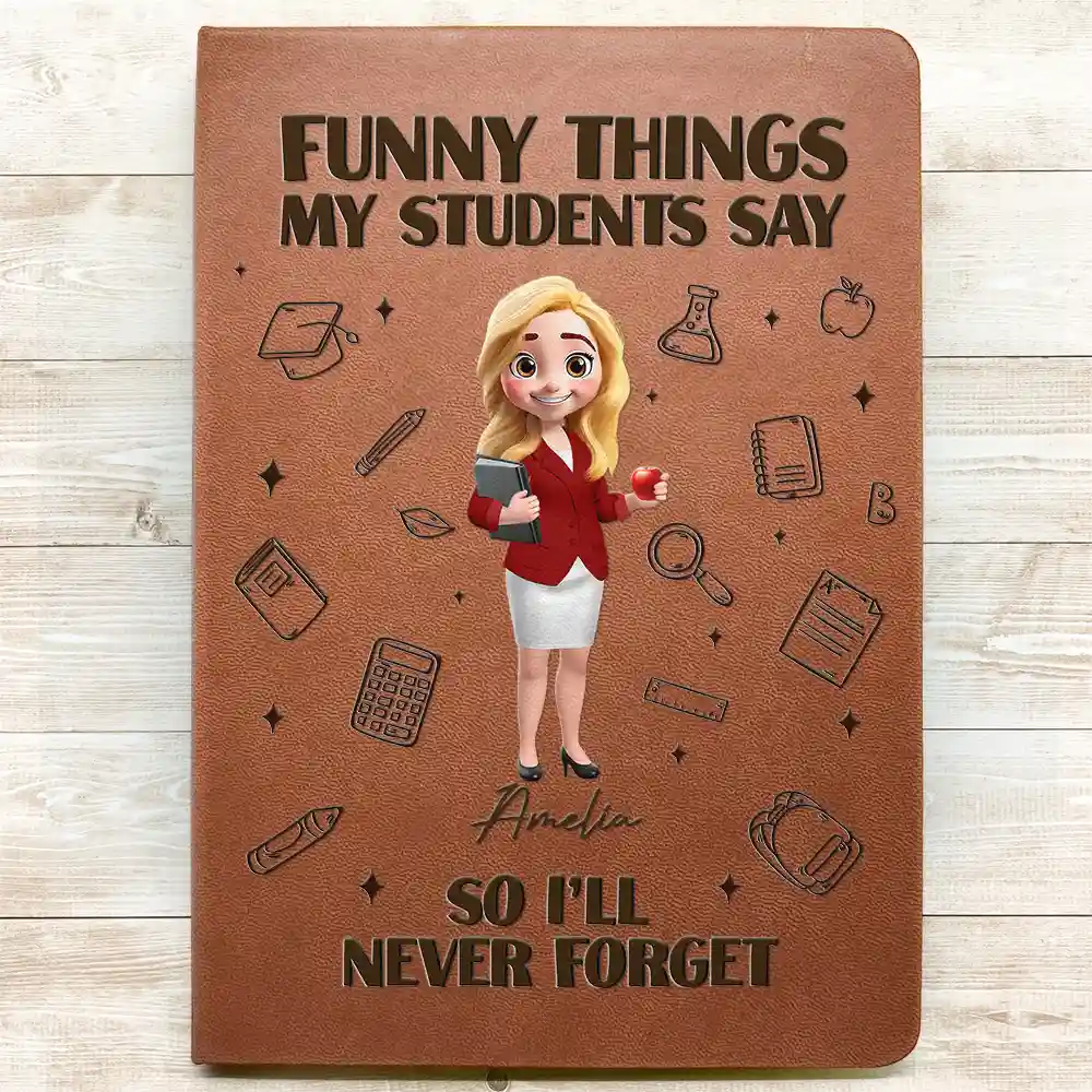 Funny Things My Students Say - Personalized Leather Journal - Image 3