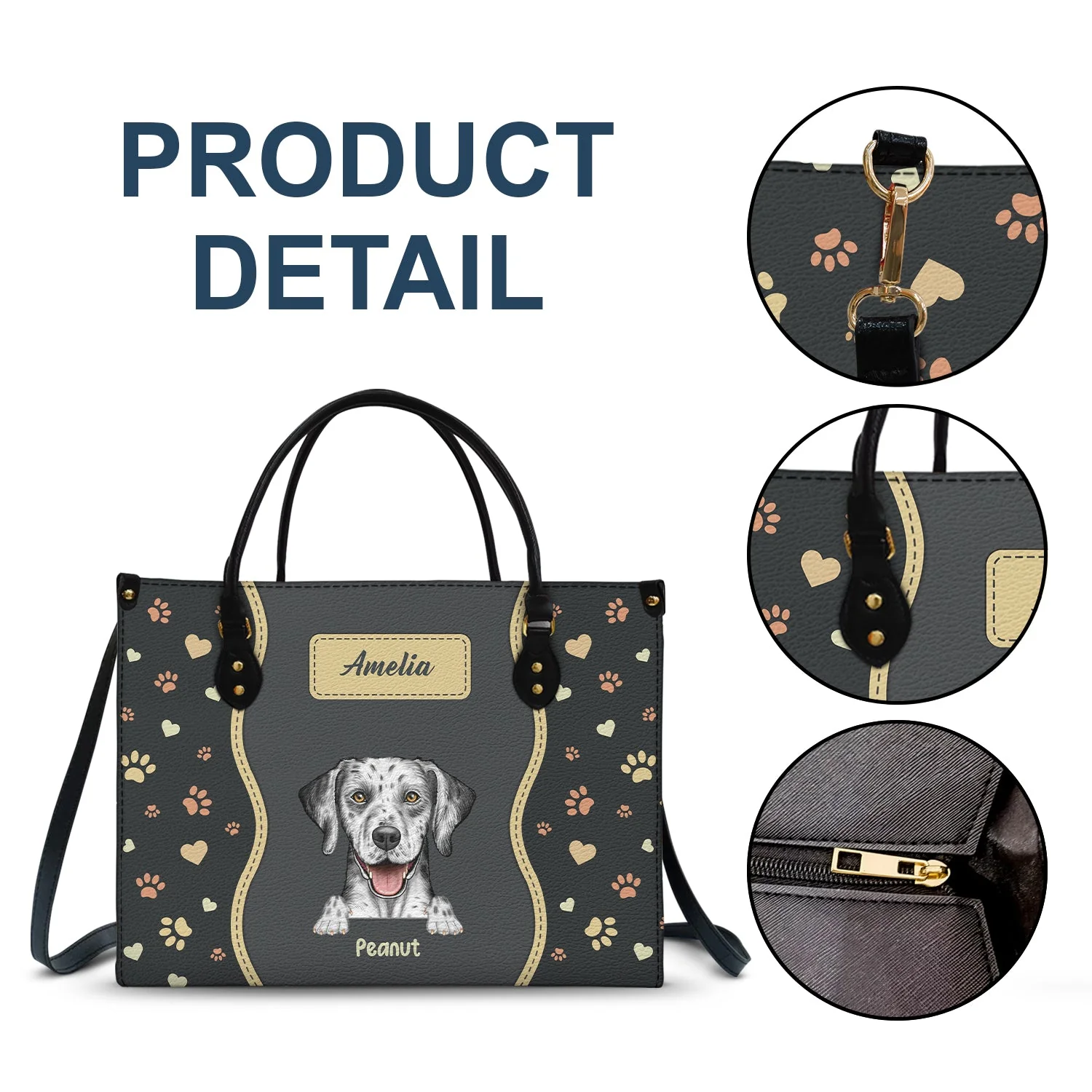 Fur Mom With Love - Gift For Pet Lovers, Pet Mom - Personalized Leather Bag - Image 7
