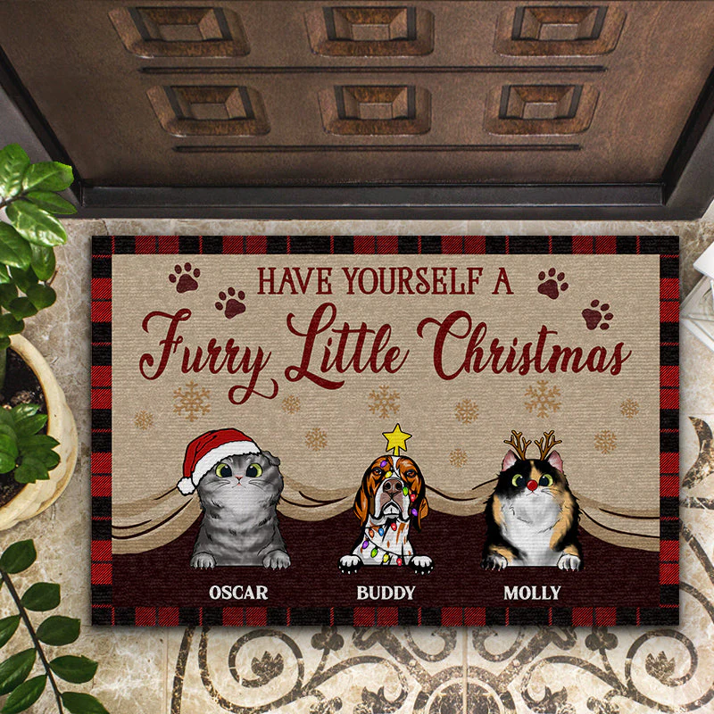 Furry Little Christmas - Christmas Gift For Pet Lovers - Personalized Custom Doormat - Image 2