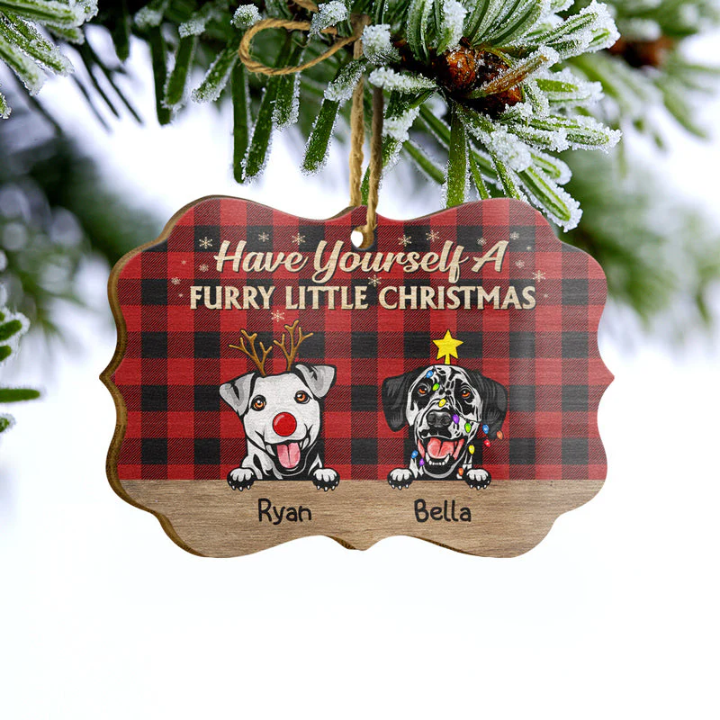 Furry Little Christmas Dog - Christmas Gift For Dog Lovers - Personalized Custom Wooden Ornament - Image 3