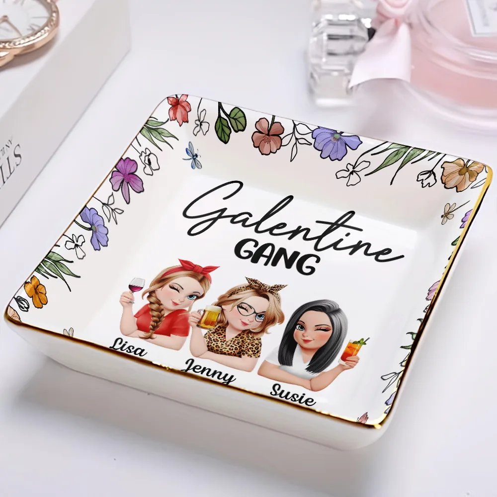 Galentine Gang 3D Effect Turban Bestie - Personalized Ring Dish - Image 2