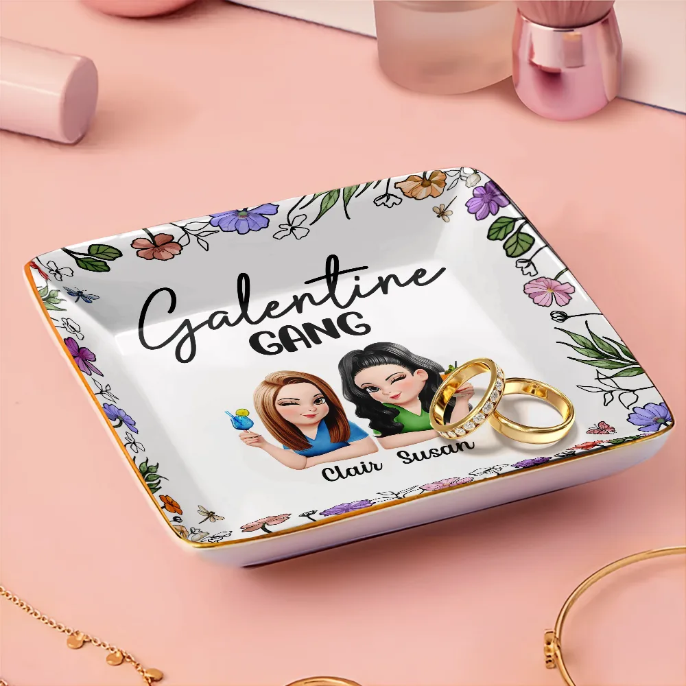 Galentine Gang 3D Effect Turban Bestie - Personalized Ring Dish - Image 3