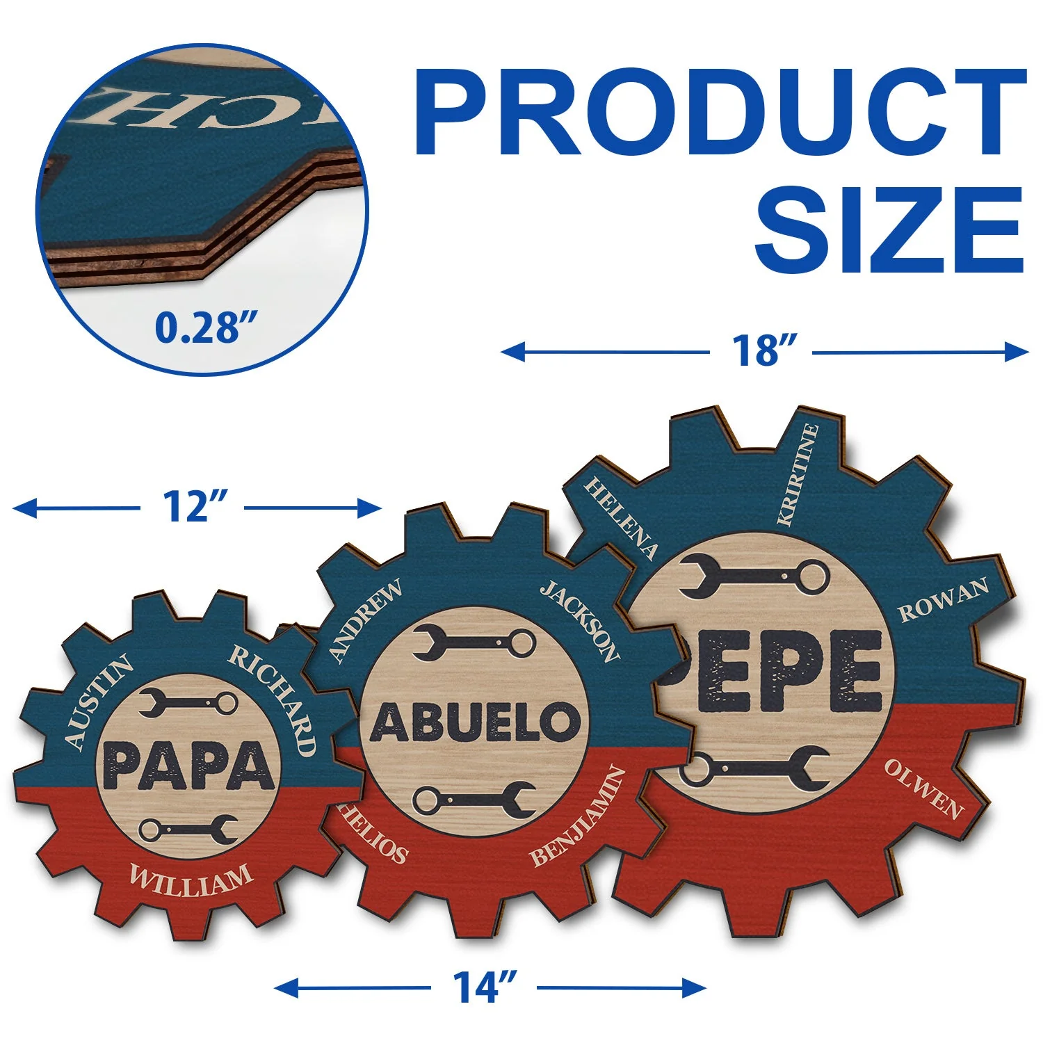 Garage Mechanic Gear Papa Can Fix It - Birthday, Loving Gift For Dad, Father, Grandpa, Grandfather - Personalized Custom Shaped Wood Sign - Image 5