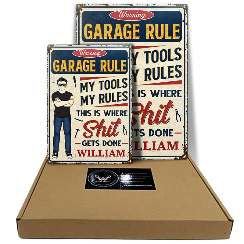 Garage My Tool My Rules - Gift For Dad & Grandpa - Personalized Custom Classic Metal Signs - Image 3