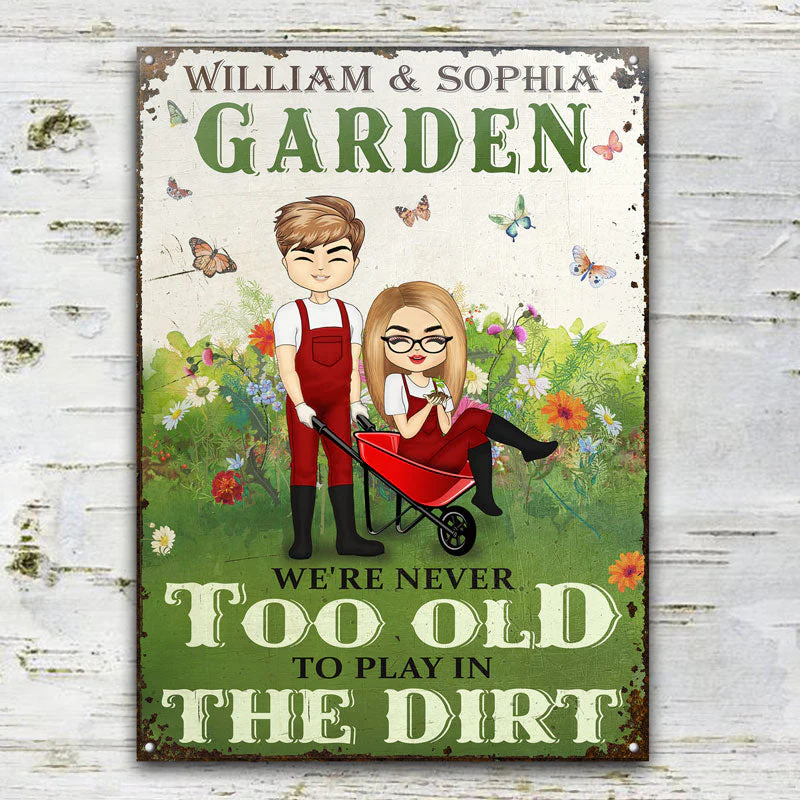 Garden Couple Play In The Dirt - Couples Gift - Personalized Custom Classic Metal Signs - Image 2