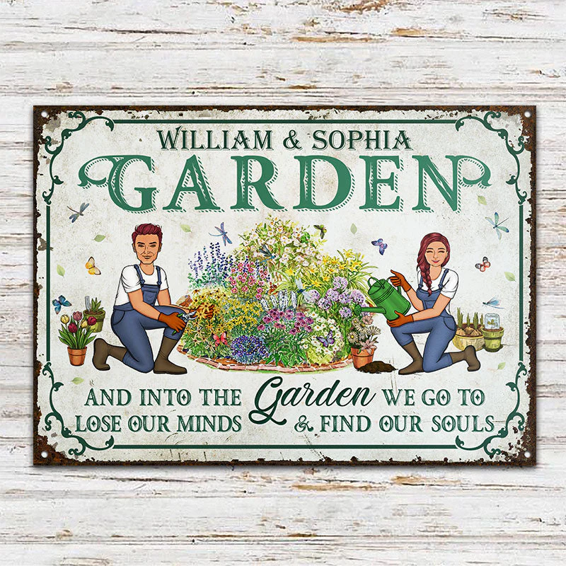 Garden Couples Find Our Souls - Gift For Couples - Personalized Custom Classic Metal Signs - Image 2