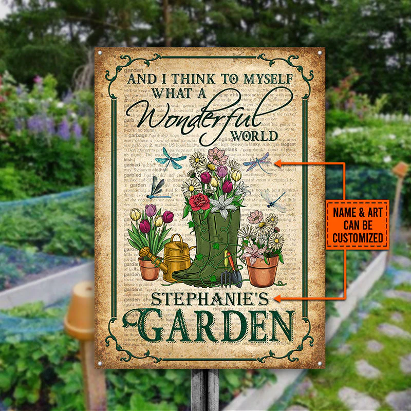 Garden Dictionary What A Wonderful World Custom Classic Metal Signs, Gardening Metal Sign, Idea Decoration For Gardening, Personalized Garden Sign - Image 2