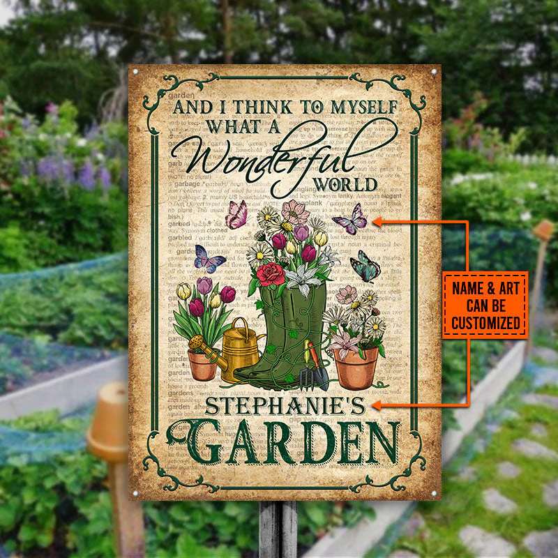 Garden Dictionary What A Wonderful World Custom Classic Metal Signs, Gardening Metal Sign, Idea Decoration For Gardening, Personalized Garden Sign - Image 3