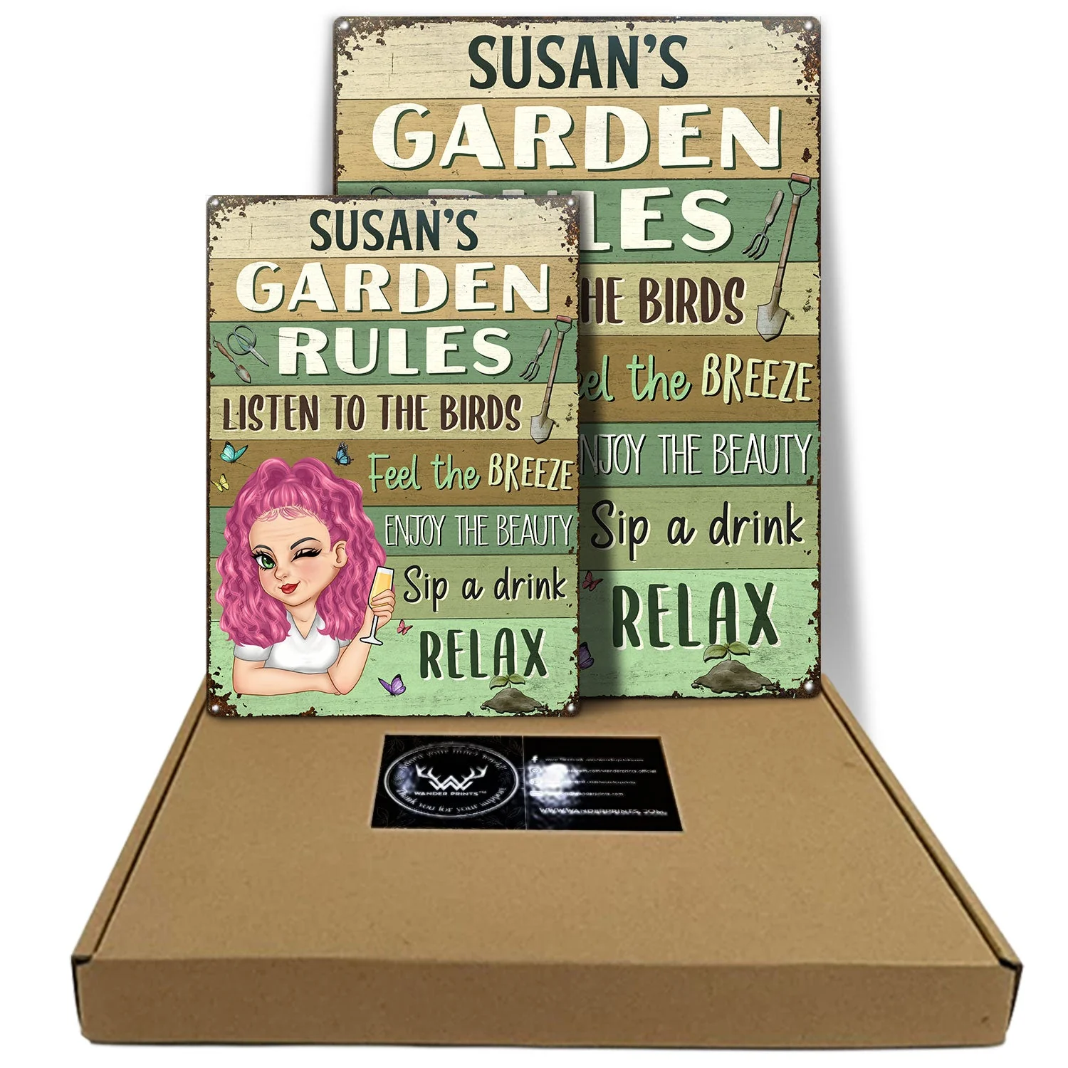 Garden Rules Feel The Breeze - Backyard Sign, Gift For Gardening Lovers, Gardeners - Personalized Classic Metal Signs - Image 5