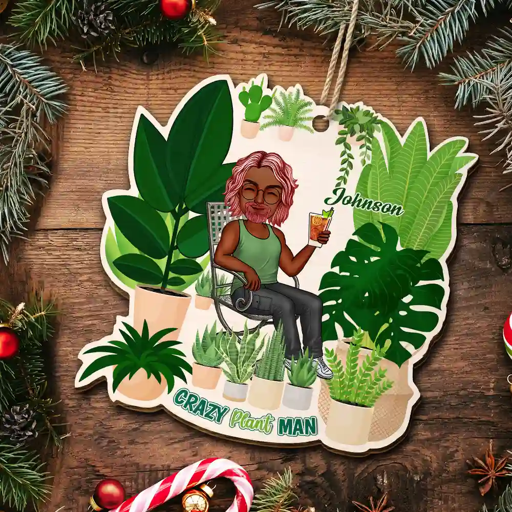 Gardener Crazy Plant Lady - Personalized Custom Shaped Wooden Ornament - Image 5