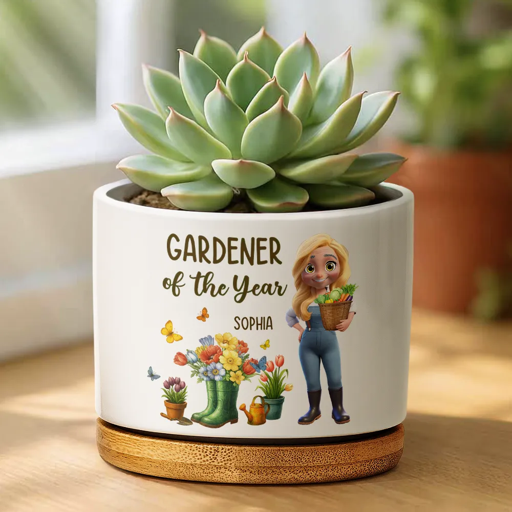 Gardener Of The Year - Personalized Ceramic Plant Pot - Image 2