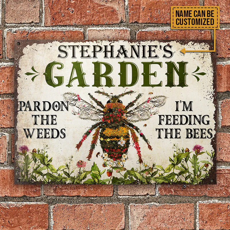 Gardening Bee Feeding The Bee Custom Classic Metal Signs - Image 2