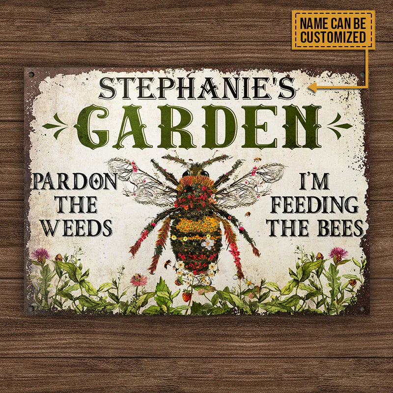 Gardening Bee Feeding The Bee Custom Classic Metal Signs - Image 4